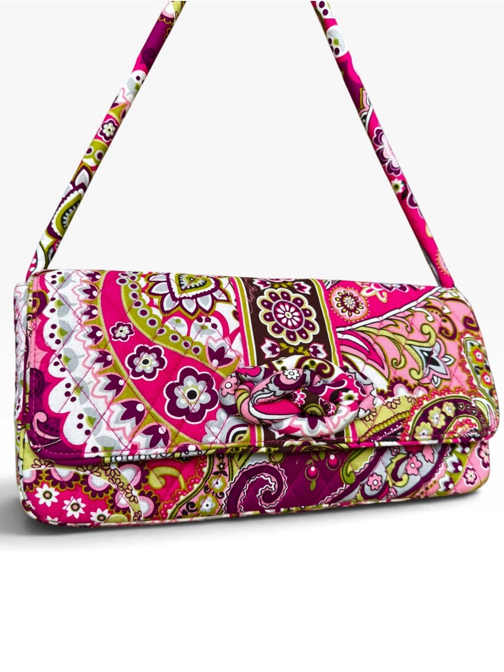 Vera Bradley Knot Just A Clutch Very Berry Paisley Shoulder Bag